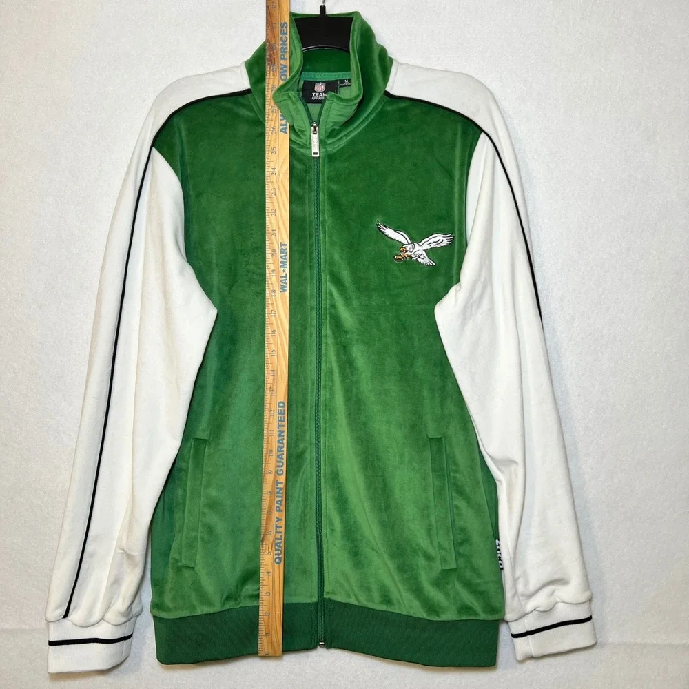 New Foco Philadelphia Eagles NFL Velour Track Zip Retro Jacket Kelly Green Men M